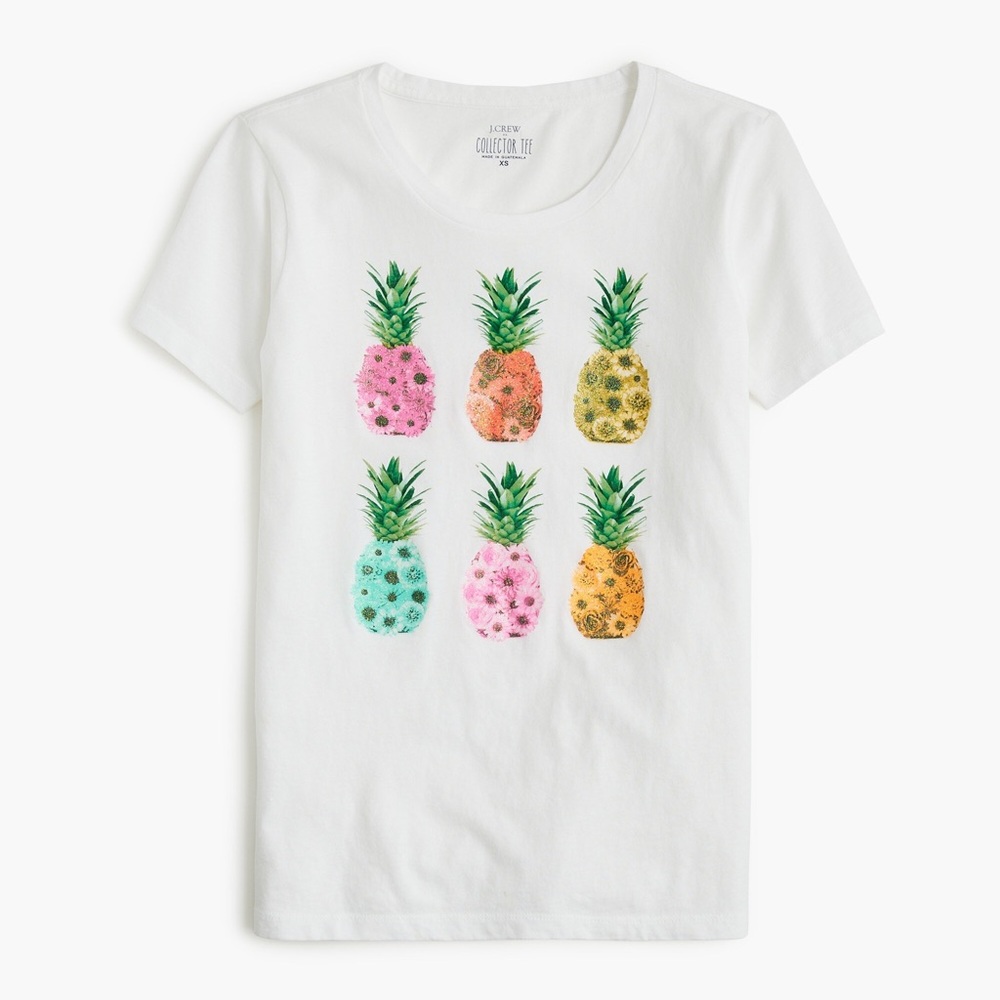 J Crew Pineapples Collector T Shirt S NWOT